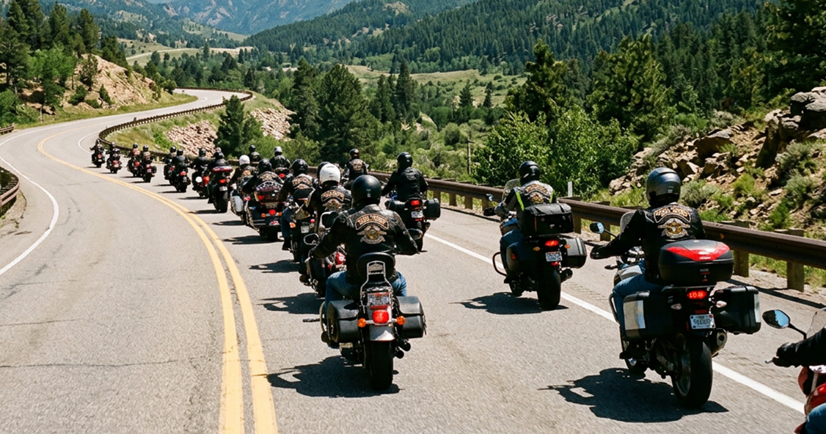 Motorcycles riding together on an open highway