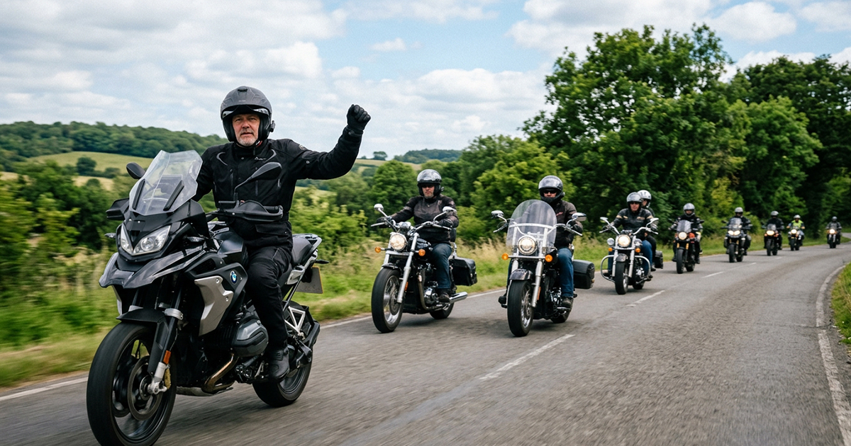 Motorcycle hand signals for group riding communication