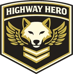 Highway Hero badge — RideWolf rider level 4